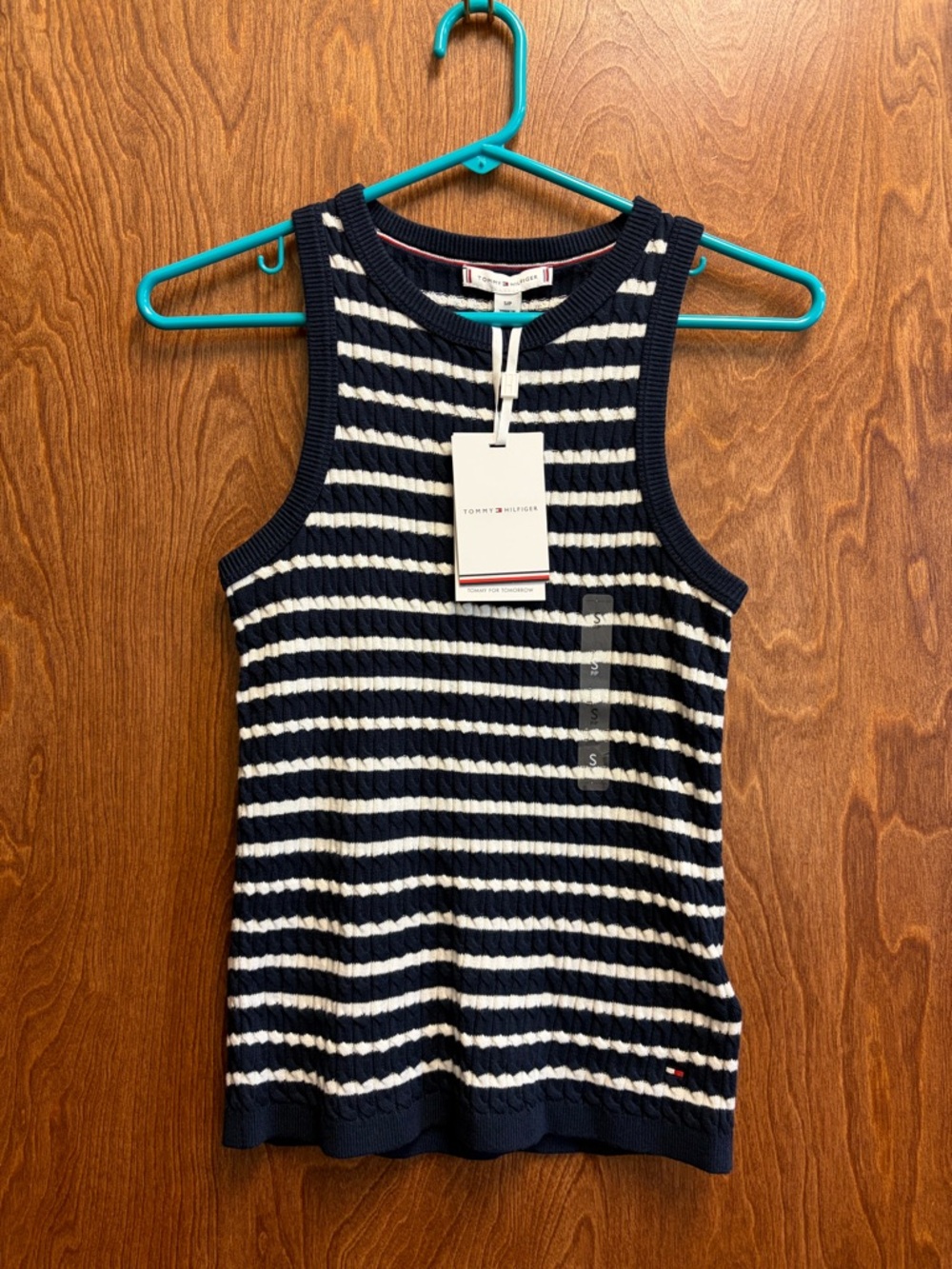 Tommy Hilfiger Navy & White Striped Ribbed Tank